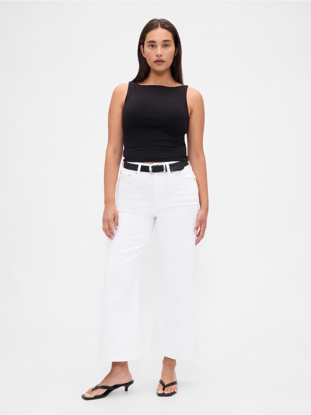 Gap Curvy High Rise Stride White Wide-Leg Ankle Jeans - Size 28 / 6 Tall - Picture 5 of 13